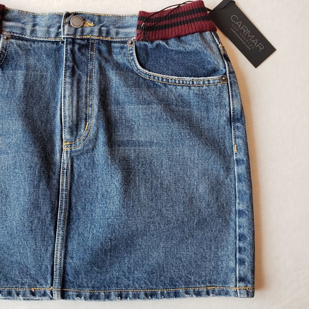 NWT Carmar Jean Denim Skirt elastic waist size 27 - Picture 2 of 8